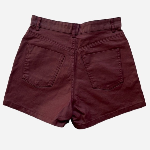 NEW Zara Blogger Burgundy Coated Mom Fit High Waisted Shorts - Picture 6 of 6